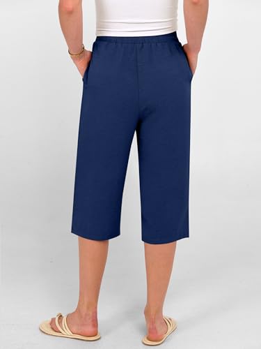 Image of ANRABESS Womens Wide Leg Capri Pants Elastic Waist Casual Loose Lounge Trousers 2026 Summer Flowy Beach Vacation Clothes