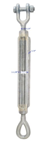 Hampton Turnbuckle L5-3/8 160 Lb Hk&Eye Bulk Al Body Stainless Steel