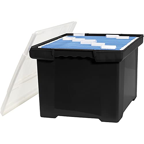 Storex Plastic File Tote Storage Box with Snap-On Lid, Letter/Legal Size, Black/Silver (61528U01C) - Thumbnail 4
