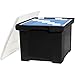 Storex Plastic File Tote Storage Box with Snap-On Lid, Letter/Legal Size, Black/Silver (61528U01C)