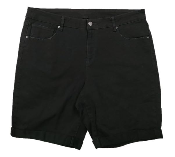 happening Plus Size Women Soft Denim Regular Fit Shorts with Folded Bottom - Solid Black Color - Waist Size (L) 30 to (9XL) 50 inches-picture-30