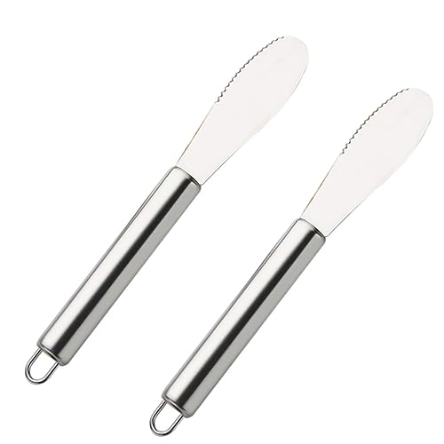 GRIRIW 2pcs Stainless Steel Baking Spatula Butter Spreader Cheese Knife Cake Icing Smoother for Cooking