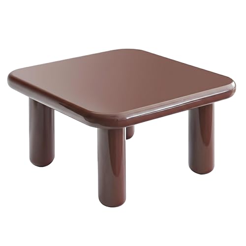 Oviala Table Basse carrée 75 cm Style rétro Effet laqué Bordeaux
