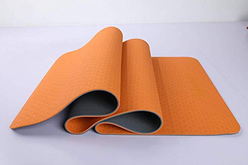 Image of IRIS Fitness Non Slip TPE Yoga Mat for Hot Yoga Pilate Gymnastics (Orange and Grey)