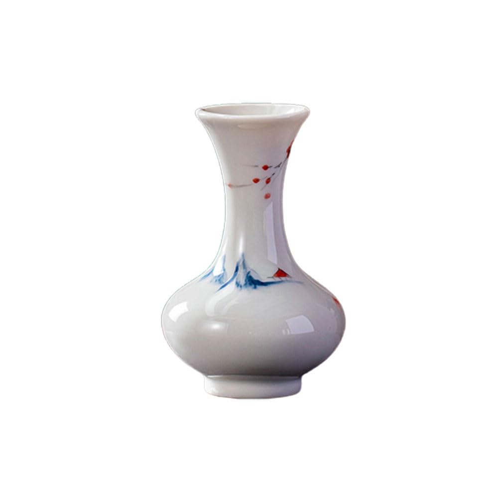 asdchZen Hand Painted Creative Ceramic Vase Decorative Dried Flowers Living Room Tabletop Flower Arrangement Small Flower Arrangement Set For Dining Table Centerpiece Decorative Vase,D