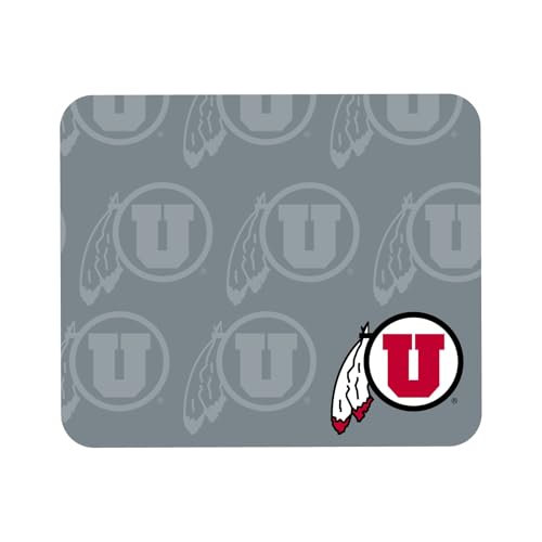 OTM Essentials Officially Licensed University of Utah Standard Fabric Mouse Pad, Desk Accessories, Standard Fabric Gaming Mouse Pad with Non-Slip Rubber Base, Mascot Repeat