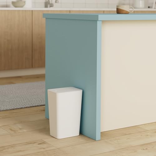 N. NETDOT 3 Pack 2.6 Gallon / 10L Bathroom Trash Can with Lid,Kitchen Garbage Can Small Trash Bin Waste Basket for Bathroom,Kitchen,Bedroom,Living Room,Office - Off White by N. NETDOT - Used condition - Image 2