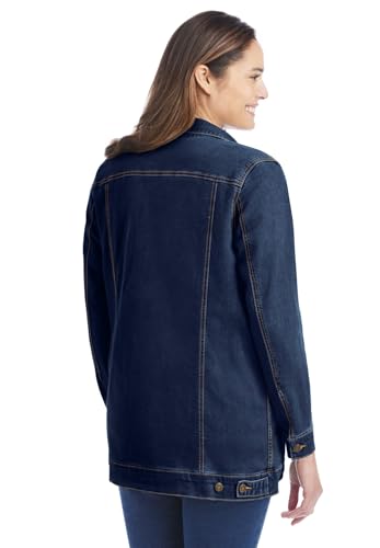 Woman Within Plus Size Long Stretch Denim Jacket Oversized Jean Jacket2