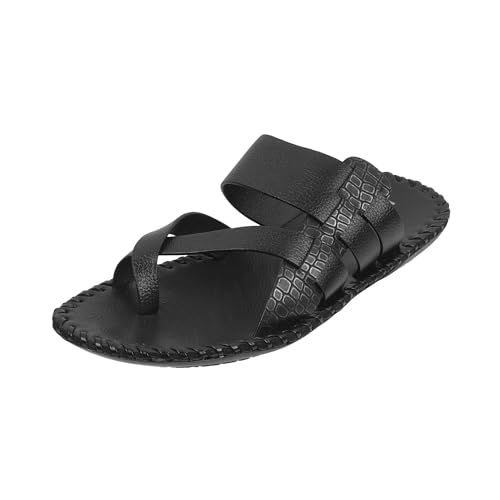 Image of Metro Men Faux Leather Thong Chappal