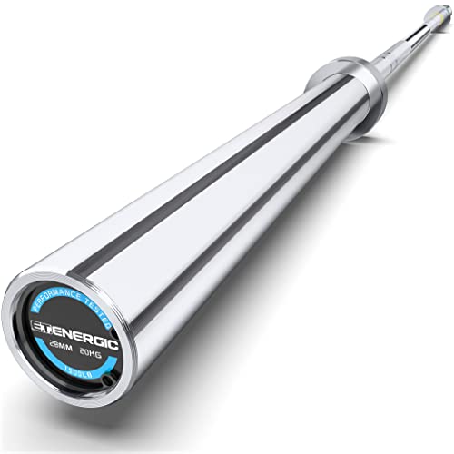E.T.ENERGIC 7ft Olympic Barbell 45lb Bar 1500-lbs Capacity Available with Hard Chrome Sleeves for Gym Home Exercises, Weightlifting and Powerlifting