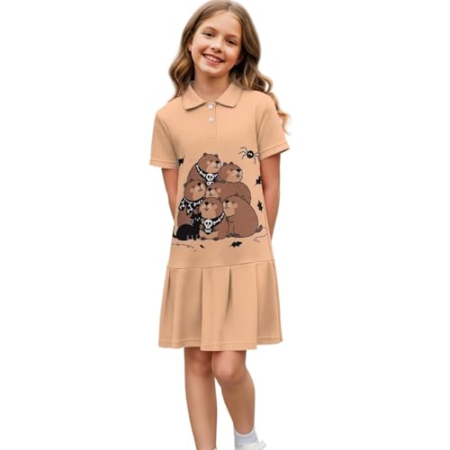 Summer Girls Tennis Dress Cute Kids Golf Outfits Quick Dry Workout Dress School Loose Fit Sports Activewear