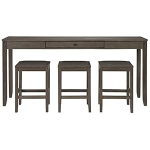 Signature Design by Ashley Rokane Urban Farmhouse Counter Height Dining Room Table Set with 3 Bar Stools, Brown Signature Design by Ashley Rokane Urban Farmhouse Counter Height Dining Room Table Set with 3 Bar Stools Brown