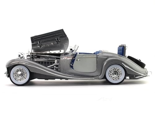 Image of 1936 Mercedes-Benz 500 K 1:24 Diecast Scale Model Alloy Metal Pull Back Toy car for Kids with Openable Doors & Light, Music Toy Vehicle for Kids - Colors as Per Stock(Design-5)