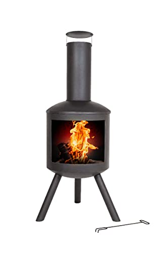 Chimenea de terraza La Hacienda Barola - Chimenea de Jardín Negra - 44x56x126 cm