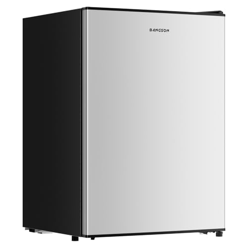 BANGSON 2.6 Cu Ft Small Fridge with Freezer for Office Silver