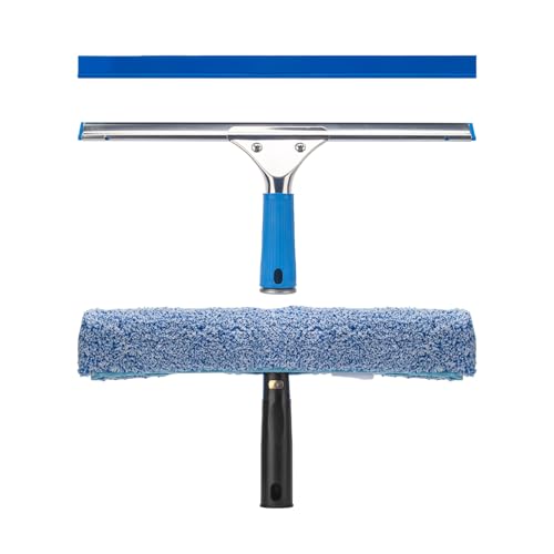 Ylebs Professional Window Cleaning Kit 14 Rubber Squeegee with 15 Microfiber Scrubber Window Cleaning Tool for Home Window Washing Equipment Commercial & Household Use