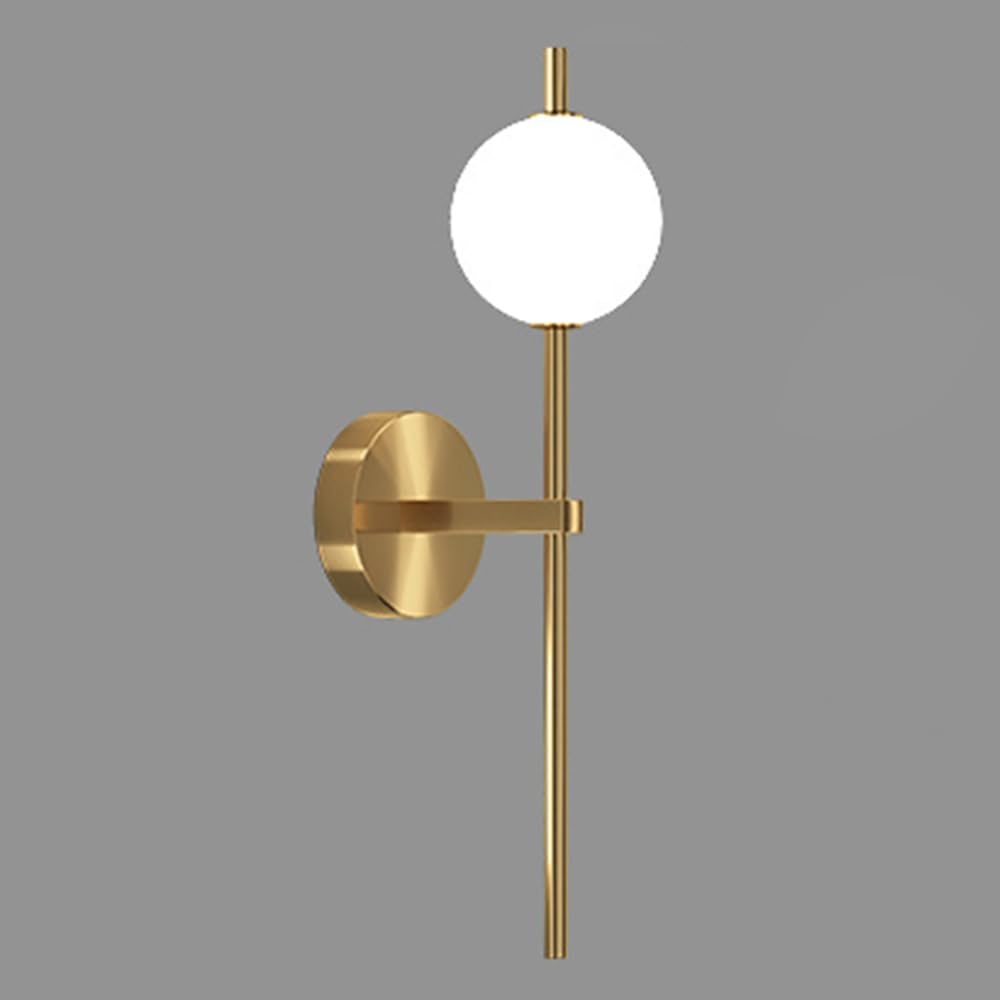 HPTHLY Brushed Brass Wall Mounted Lamp Led Wall Light Fixture, 10W Long Wall Sconce Acrylic Shade Wall Sconce -3 Color Mode, Milky White Globe Wall Lighting