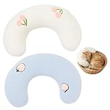YyiFcg 2 Stück Katzenkissen U-förmiges Kuschelkissen für Katzen und Hunde, Plüsch Kissen Katze zum Schlafen und Ausruhen, Weiches Kissen für Hunde und Katzen in Creme & Blau