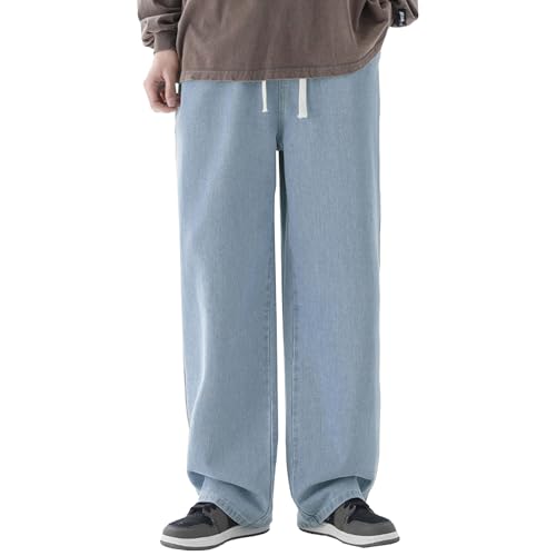 Loose Fit Jeans for Men Mens Straight Leg Jeans Street Hip-Hop Jean Motorcycle Style with Pockets