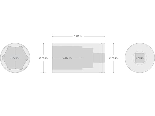 Image of TEKTON 3 /8 Inch Drive x 1 /2 Inch Semi-Deep 6-Point Socket | SHD14013