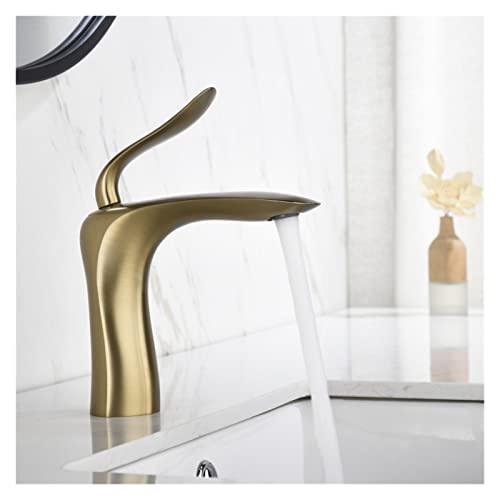 Robinet de salle de bains mitigeur lavabo brosse or évier chic - 7