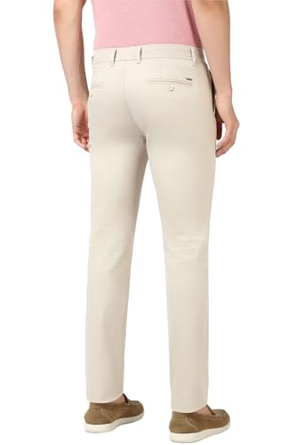 Image of Peter England Men's Straight Fit Mid Rise Chino Casual Trouser with Premium Dobby