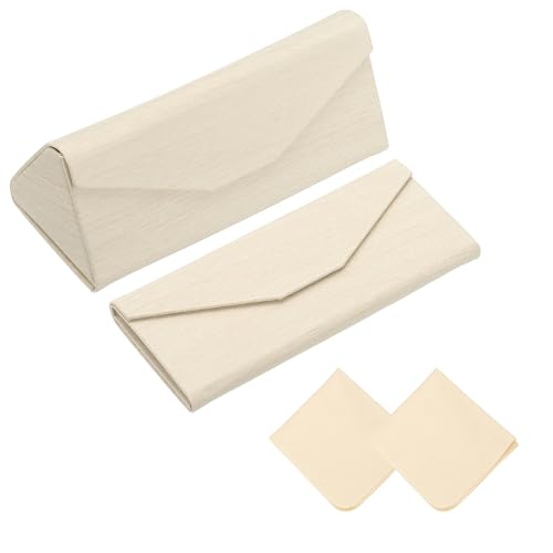 Image of PATIKIL Foldable Glasses Case, Triangle Magnetic Sunglasses Organizer Case PU Leather Eyeglass Case with Cloth for Glasses