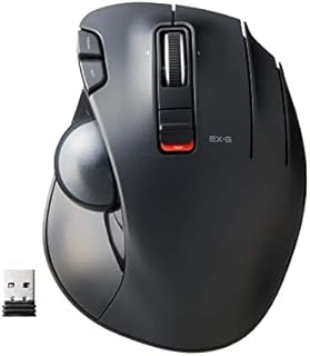 ELECOM EX-G Trackball Mouse, 2.4GHz Wireless, Thumb Control, Sculpted Ergonomic Design, 6-Button Function with Smooth Tracking, Ergonomic Design, Optical Gaming Sensor, Windows11, macOS (M-XT3DRBK)