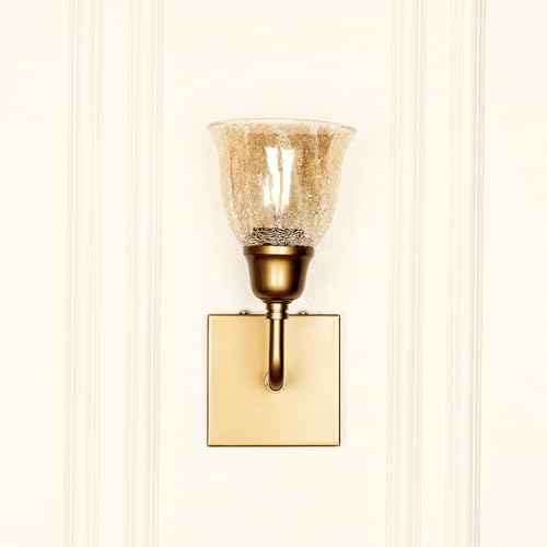 Image of Divine Trends Antique Brass Finish Elbow Wall Light with Cup Crackled Glass Golden Luster for Living Room, Bedroom, Home Decoration, Hotel Wall Lamp Pack of 1