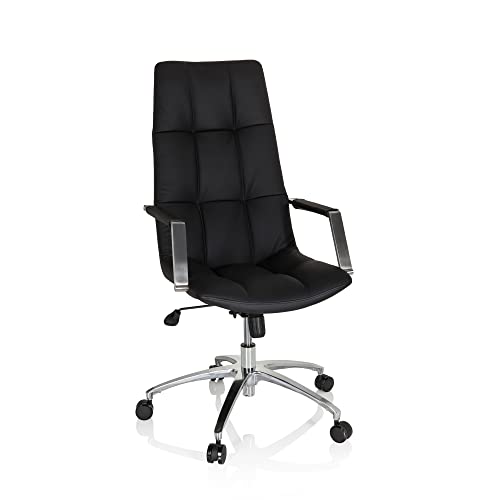 Hjh Office 661005 Silla De Escritorio Giratoria Saranto Pro Cuero Negro, Silla De Oficina, Respaldo Alto, Altura Regulable, Diseño Retro Hjh Office 661005 Silla De Escritorio Giratoria Saranto Pro Cuero Negro, Silla De Oficina, Respaldo Alto, Altura Regulable, Diseño Retro