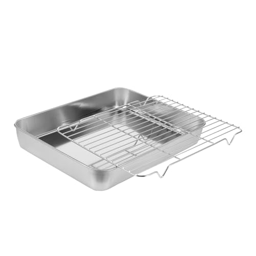 ULTECHNOVO Bandeja Horno Acero Inoxidable con Rejilla Antiadherente para Hornear y Asar Cocina Limpieza