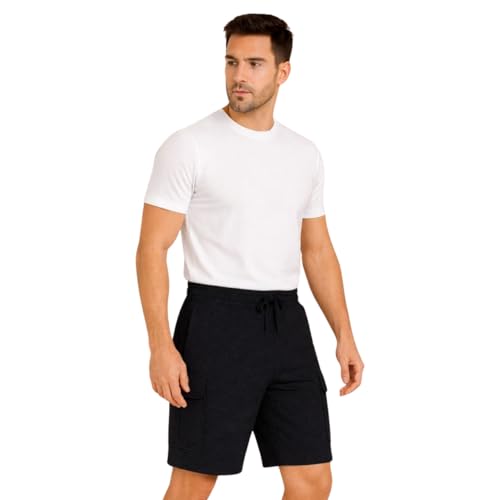 Image of KART BLACK Plus Sizes Men's Cotton Knee Length Shorts (XXL,3XL,4XL,5XL,6XL,7XL,8XL Shorts) | Gym Life Printed Shorts | Casual and Night Wear Mens Shorts