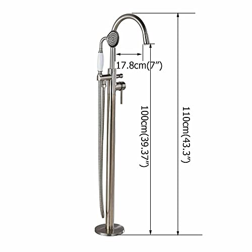Mitigeur de baignoire sur pied colonne de douche nickel brossé