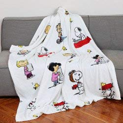 Kanguru la coperta con le maniche Snoopy Soft Fleece Blanket, Soft and Warm Microfibre, Christmas or for a Comfortable Relaxation Couch, TV Plaid Peanuts, 100% Polyester, White, One Size