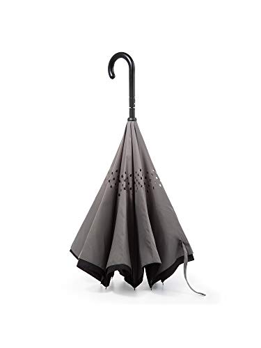 Image of Totes Auto Reverse Close Windproof Stick Inbrella with Water Repellent Protection