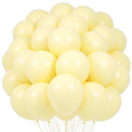 Image of Voircoloria Pastel Yellow Balloons, 66pack 12inch Light Yellow Latex Party Balloons for Birthday Baby Shower Graduation Wedding Gender Reveal Anniversary Party Decorations