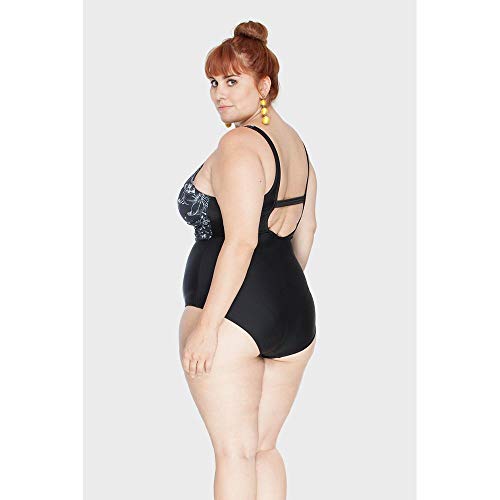 Maiô Busto Estampado Plus Size Preto-48
