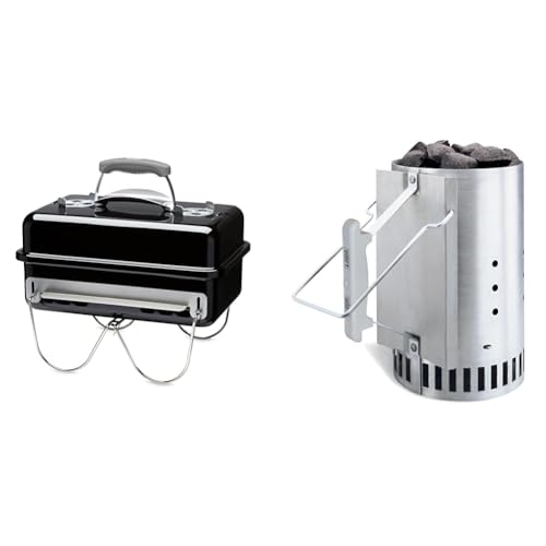 Image of Weber Go-anywhere Portable BBQ, Black & 7416 Chimney Starter