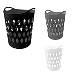Large Flexi Laundry Basket Flexible Lightweight Plastic Laundry Washing Clothes Storage Hamper Bin Tall Baskets 60 Litre Size Height 54cm x 43cm x 43cm (1, Black)