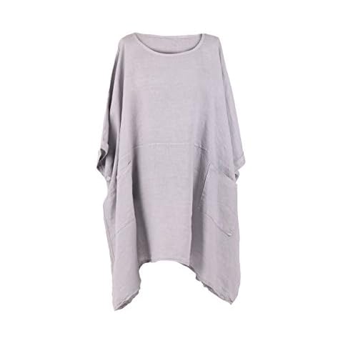 LushStyleUK Light Grey Plus Size Linen Tunic Cover