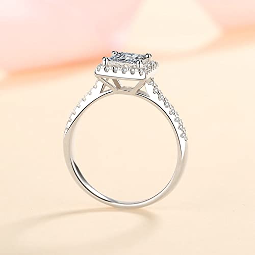 Moissanite Engravable Rings for Women Sterling Silver, Square Elegant 925 Best Friend Jewelry Name Rings3