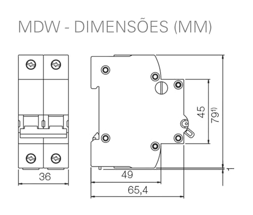 Disjuntor Termomagetico WEG Bipolar Mdw Curva C 16A