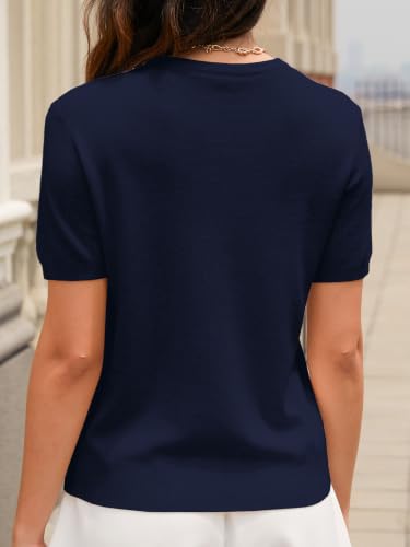 Image of DAIMIDY Womens Cotton Modal Short Sleeve Sweaters Summer Knit Tops