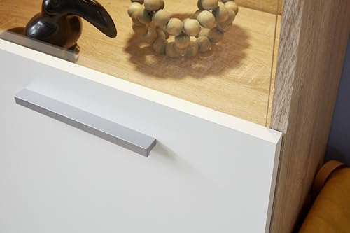 trendteam smart living - Logo - Wohnwand - Braun - Anbauwand mit 1 Tür, 1 Klappe und 6 offenen Fächern - (BxHxT) 240 x 185 x 41 cm - Silber-mattfarbene Griffe