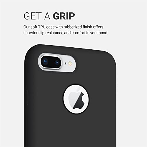 Image of VONZEE Liquid Silicone Soft Back Cover for iPhone 7 Plus Case, Shockproof Slim Camera & Full Body Protection Non Yellowing Cover with Microfiber Lining & Logo Cut (5.5 Inch) -Black
