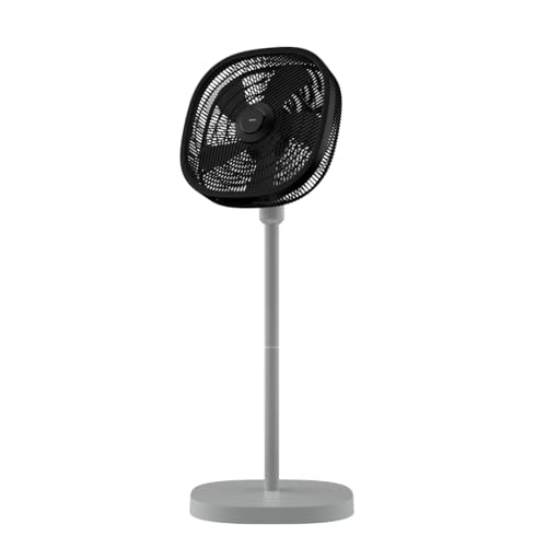 Dynter. AV25-G Silent Pedestal Fan – Oscillating & Foldable, Height Adjustable 80 – 125 cm, Large Air Flow Diameter 46.5 cm, Ideal for Travel & Bedroom – Compact Design (Grey/Silver)