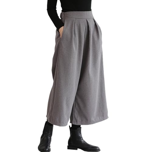 [CoeFodMavo] ワイドパンツ レディース ロング ガウチョパンツ 大きいサイズ おしゃれ ウエストゴム ズボン カジュアル 無地 体型カバー ゆったり 九分丈 着痩せ 美脚 春 秋 冬