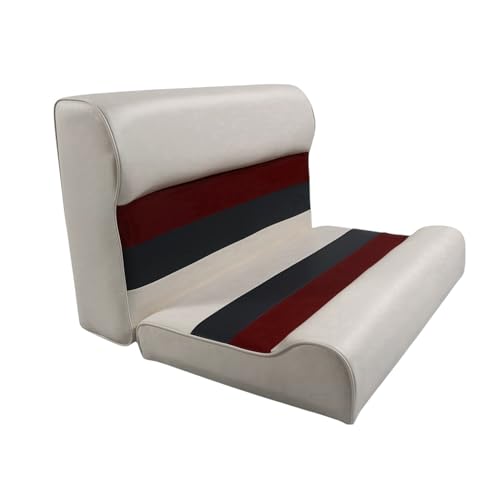 Horizon Manufacturing Premium Series Pontoon Fold Down Boat Seat 3008-ABEC Grey/Red/Charcoal