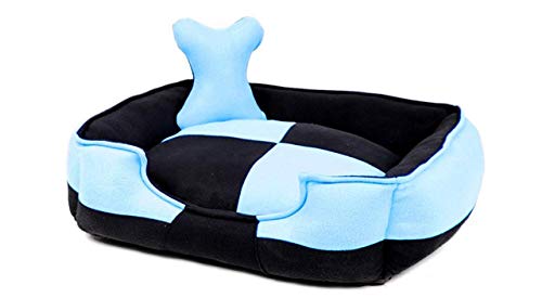 Image of Petslover Ultra Soft Sky Blue & Black Color Fleece Fabric Polyester Filled Sofa Reversible Dog /Cat Beds (Export Quality) - Small