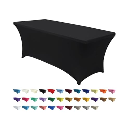 Nappe extensible élasthanne noire housse de table rectangulaire stretch 1,2m pour banquet